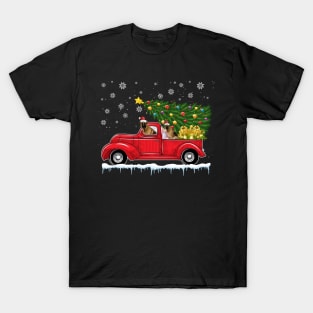 Red Truck pick up German Shepherd Christmas  lover gift T-Shirt T-Shirt